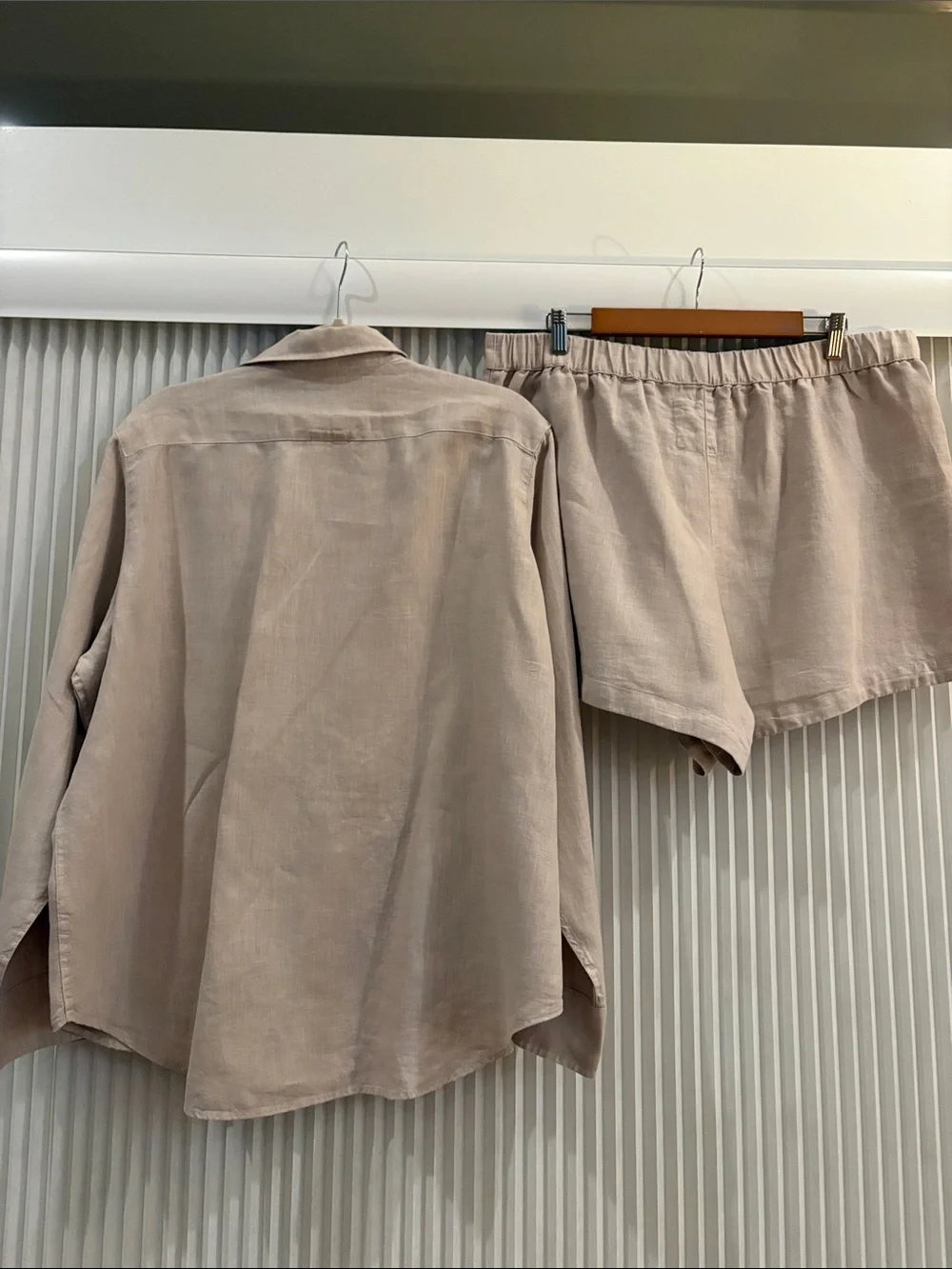 Frank & Eileen Amalfi Getaway Set in Sand Linen Button-Up Shirt & Shorts Set